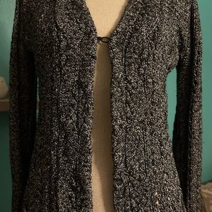 DKNY JEANS small black cardigan sweater one eye hook enclosure